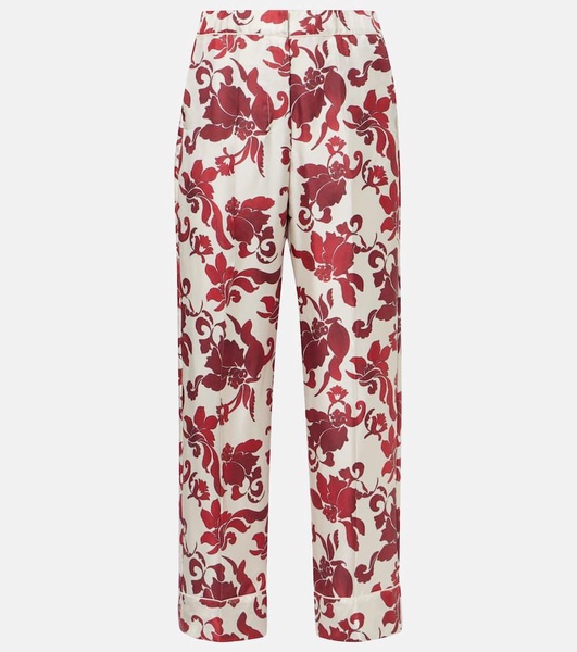 Leda printed silk wide-leg pants