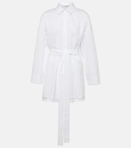 Tea belted cotton poplin blouse
