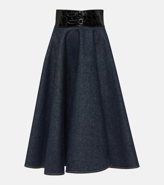 Denim midi skirt