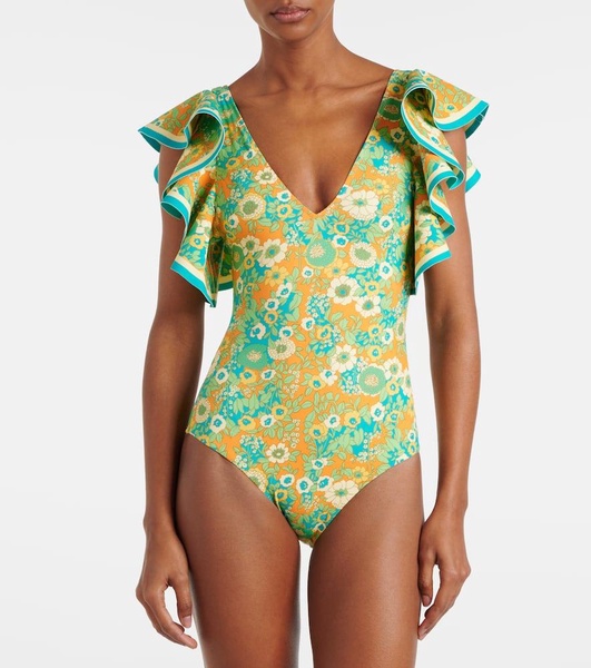 Cristina ruffled printed swimsuit
