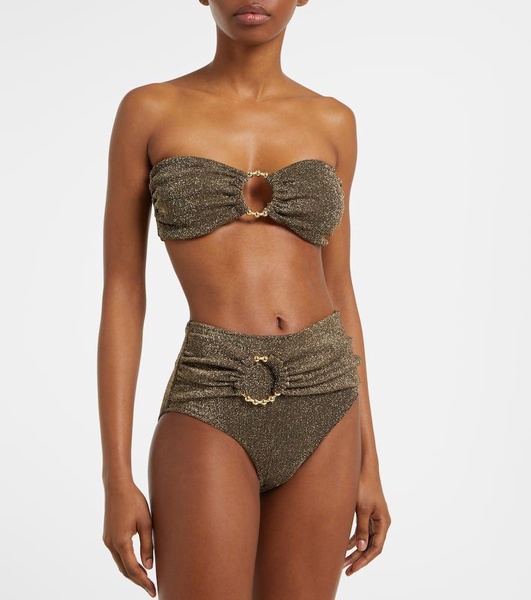 Dorit high-rise lamé bikini bottoms