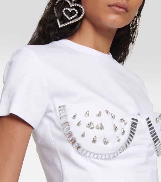 Crystal-embellished jersey T-shirt