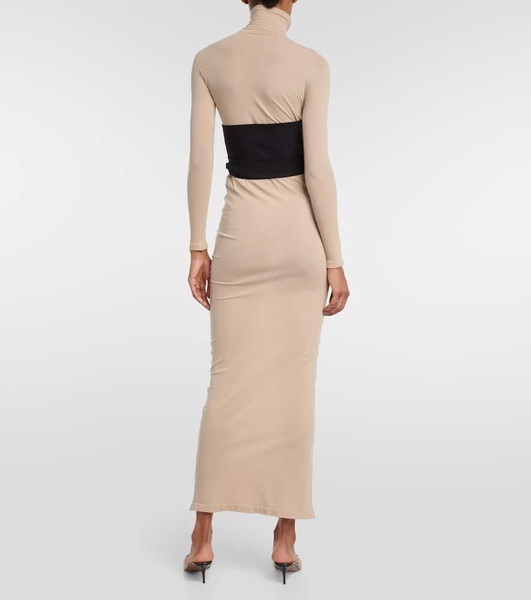 Turtleneck jersey maxi dress