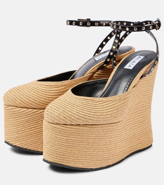 LA leather-trimmed paper straw wedges
