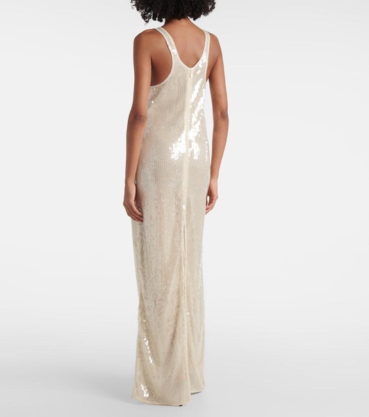 Sheer sequined maxi dress