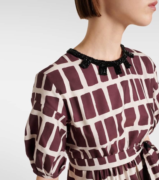Printed cotton poplin midi dress