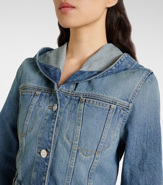 Cropped hooded denim jacket