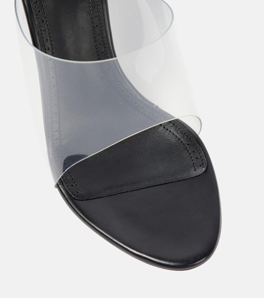 Embellished leather and PU sandals