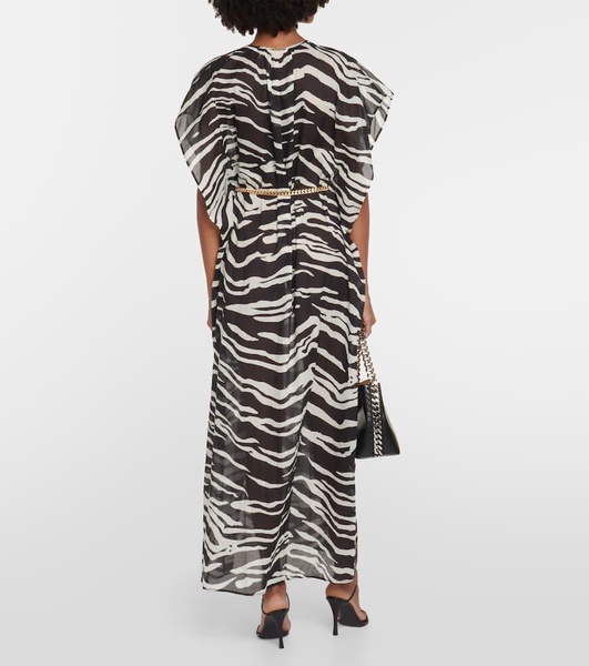 Zebra-print cotton maxi dress
