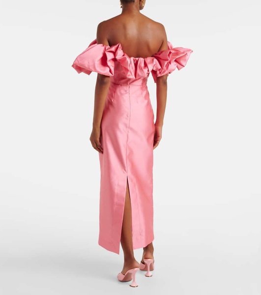 Ruffled off-shoulder gown