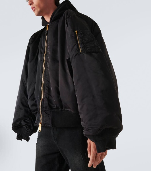 Cotton-trimmed bomber jacket