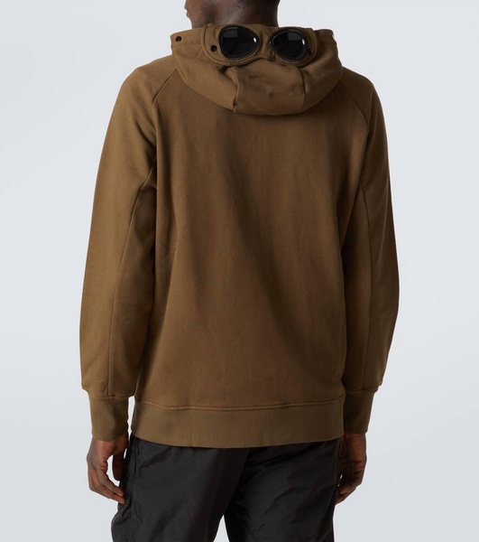 Goggle cotton fleece zipped hoodie
