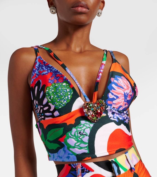 Embellished printed top