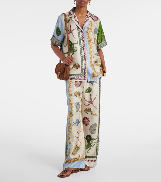 Bath House printed silk wide-leg pants