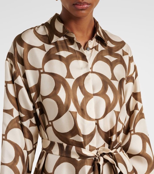 Ileana printed silk twill shirt dress
