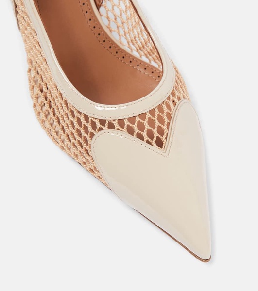 Le Cœur fishnet leather slingback pumps