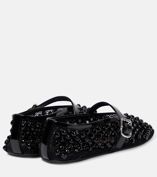 Studded mesh Mary Jane flats
