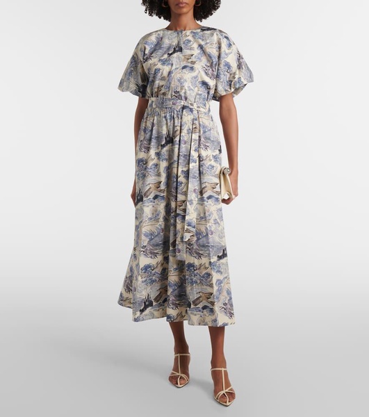 Paulina printed cotton-blend midi dress