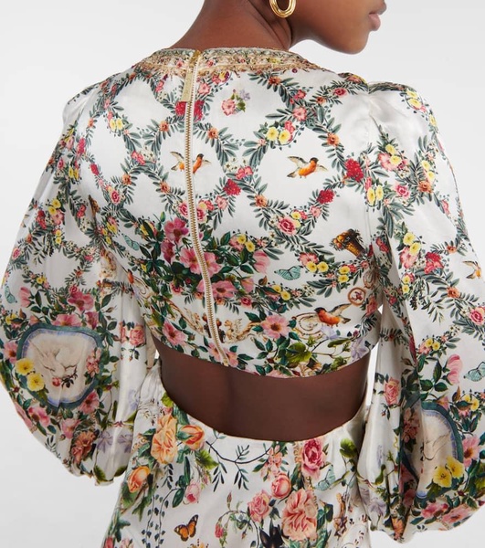 Cutout embellished silk maxi dress