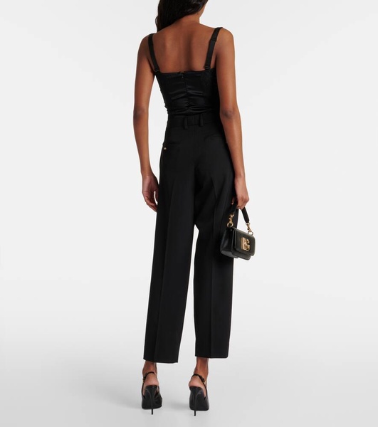 Low-rise wool-blend slim pants