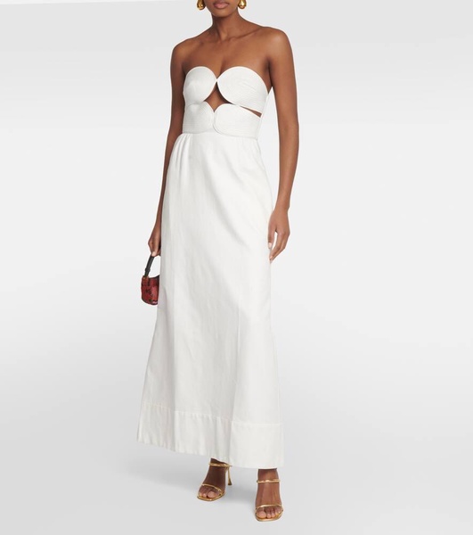 Matelassé cutout strapless maxi dress