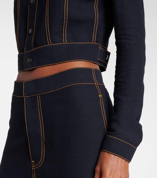 Fluid cropped wool-blend jacket
