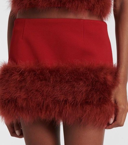 Feather-trimmed miniskirt
