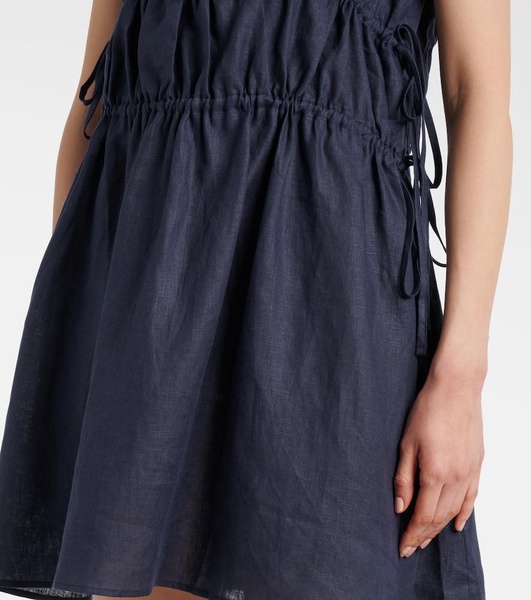 Como gathered linen minidress