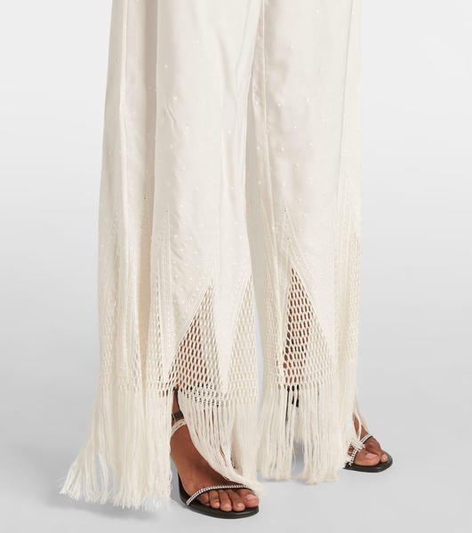 Fringed wide-leg pants