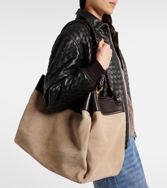 Parachute Knot Maxi suede tote bag