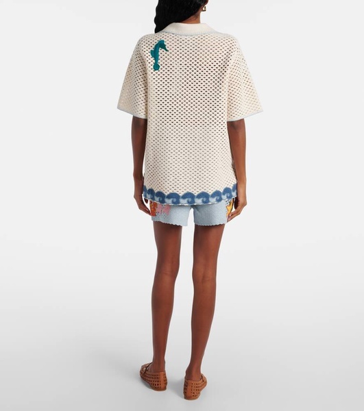Splash embroidered crochet cotton shirt