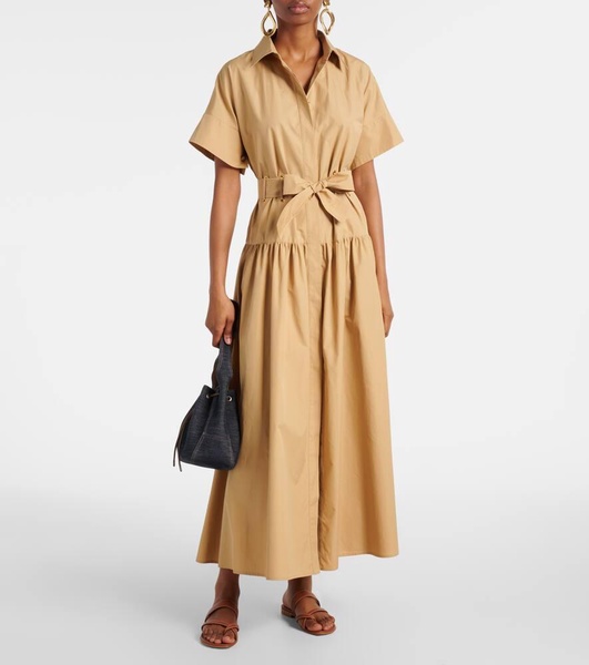 Agoraio pleated cotton shirt dress