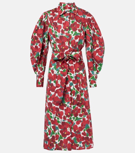 Floral cotton-blend shirt dress