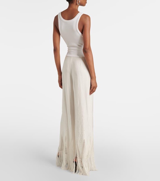 Fringed wide-leg pants