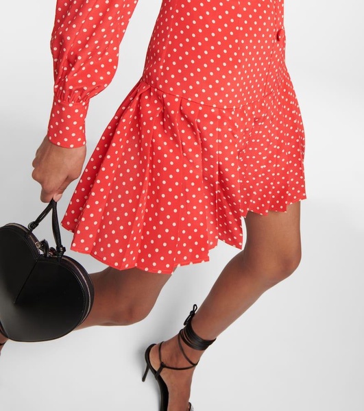 Polka-dot pleated minidress