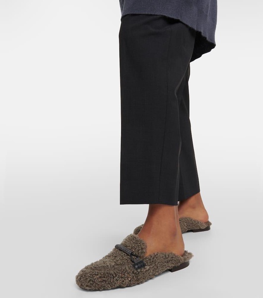 Embellished shearling slippers