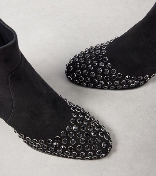 Embellished suede ankle boots