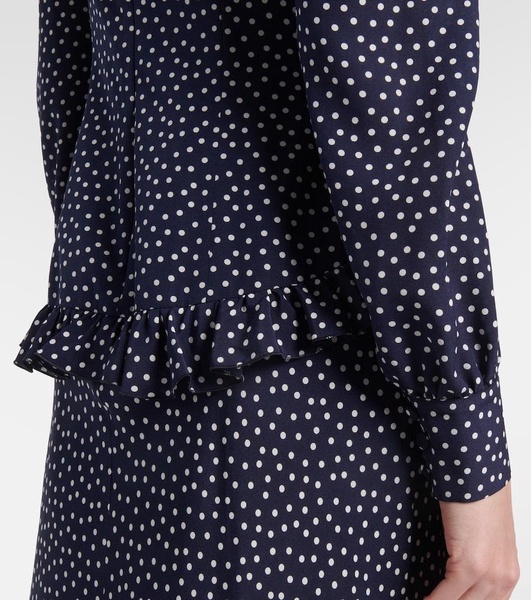 Polka-dot printed silk maxi dress
