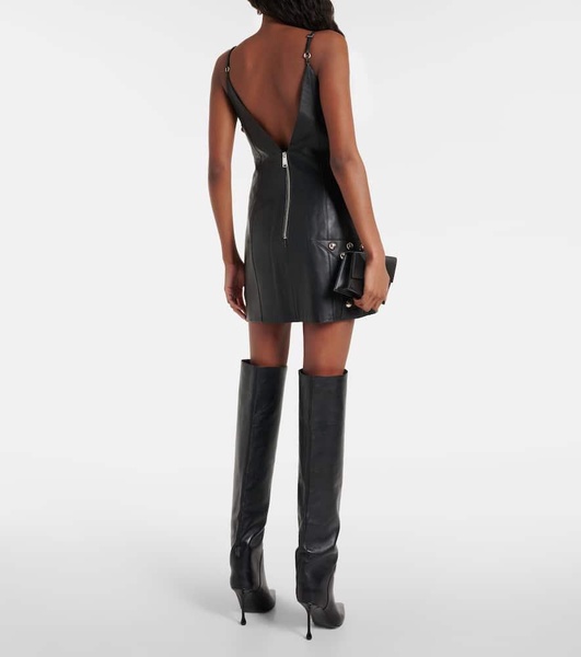 Studded leather minidress