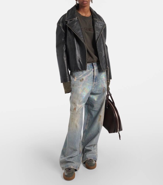 2023 coated mid-rise wide-leg jeans