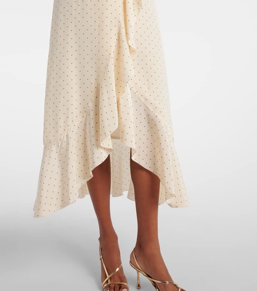 Polka dot silk wrap dress