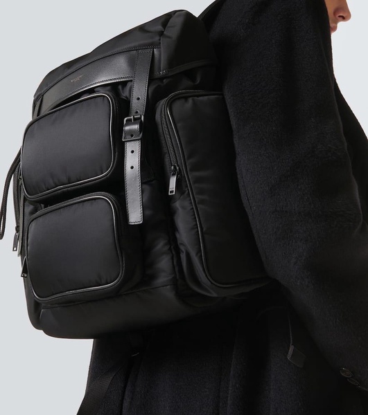 City leather-trimmed backpack