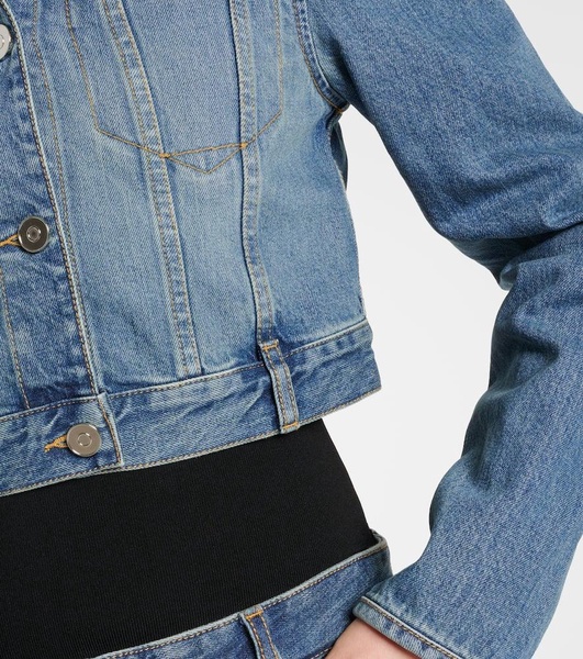 Cropped hooded denim jacket