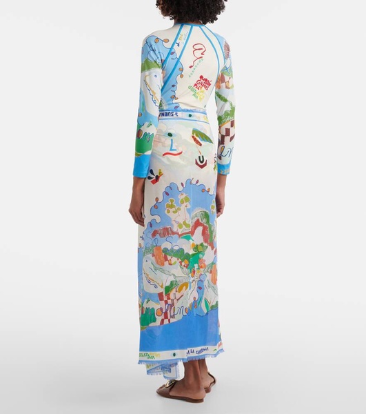 Nadia printed cotton beach cover-up