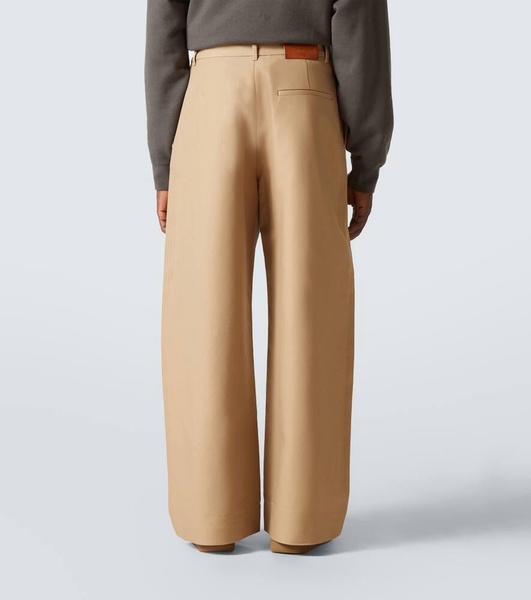 Cotton twill wide-leg pants