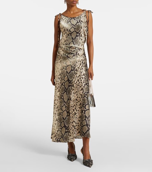 Dayla snake-print satin midi dress