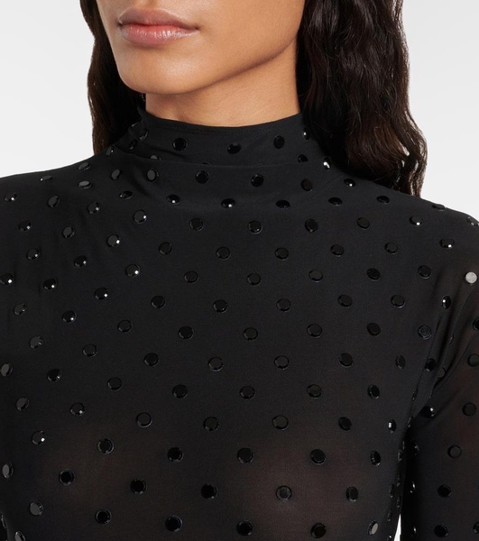 Embellished jersey bodysuit
