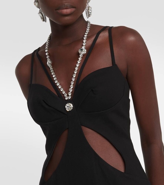 Crystal-embellished cutout minidress