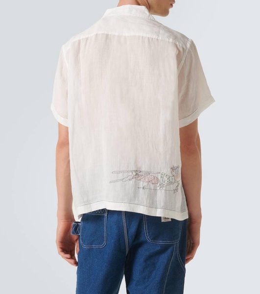 Skiers linen bowling shirt