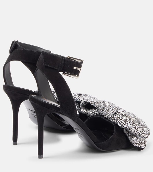 Ruby 95 embellished bow-detail suede pumps